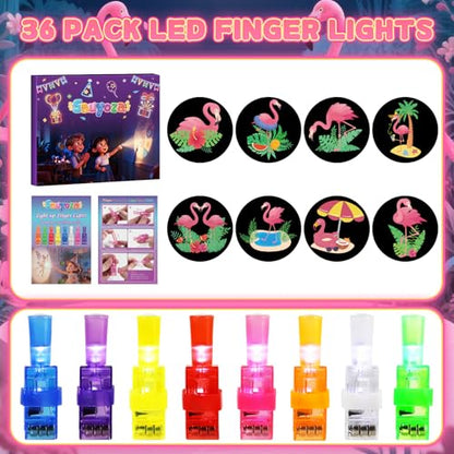 36 Pack Summer Flamingo Party Favors LED Finger Lights, Glow in The Dark Finger Flashlights for Kids Birthday Party Goodie Bag Stuffers, Tropical Themed Party Supplies - style: Flamingo