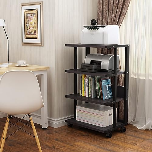 4-Tier AV Media Stand Gaming TV Cabinet and Stereo Rack Audio Tower with Height Adjustable Tempered Wood Stand (Color : Black, Size : 50x40x108cm) - color: Black
