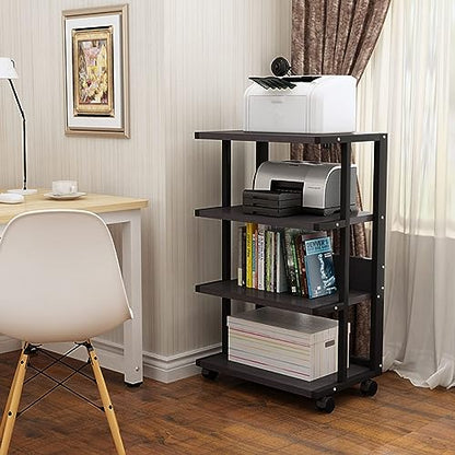 4-Tier AV Media Stand Gaming TV Cabinet and Stereo Rack Audio Tower with Height Adjustable Tempered Wood Stand (Color : Black, Size : 50x40x108cm) - color: Black