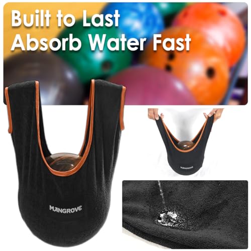 Mangrove Bowling Ball Polisher, Microfiber Bowling Towel See-Saw for Bowlers, Large Washable Bowling Shammy Seesaw, Ball Cleaner Holder Bag - color: Orange