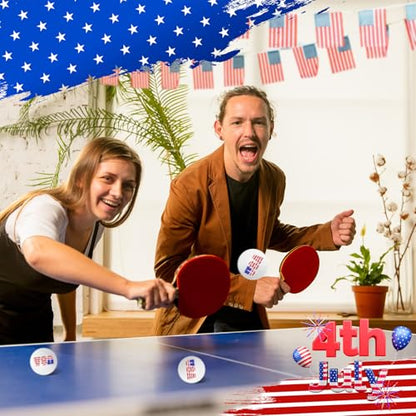 24 Pcs Independence Day Table Tennis Balls Bulk, 40mm Ping Pong Balls, 250th Anniversary Patriotic USA Funny Toys for 4th of July Party Gift. - style: Font style