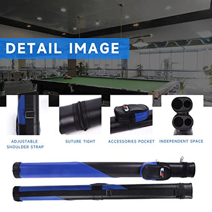 GSE Games & Sports Expert Billiard Cue Cases, 1x1 Deluxe Hard Billiard Pool Cue Stick Carrying Case, Pool Billiards Accessories (Several Colors Available) - color: Deluxe - Black/Blue