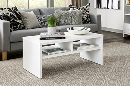 ClosetMaid 1654 Rectangular Coffee Table with Storage Shelves, White - color: White, style: Coffee Table