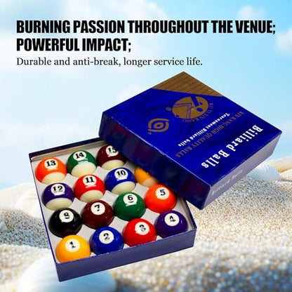 3A Grade Phenolic Resin Billiard Balls Set - 16pcs Tournament Pool Balls, Crystal Billiard Balls for Professional & Home Game