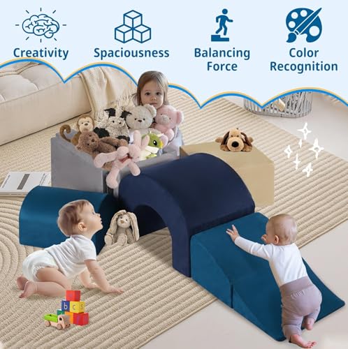 Climbing Toys and Blocks - Indoor Soft Foam Climber PlaySet for Toddlers, Kids, and Babies Ages 1-3 - Perfect for Crawling and Ball Pit Play