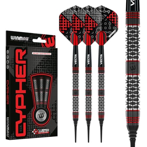 Winmau Darts Callisto Series 90% Professional Tungsten Soft Tip Darts Set with Dart Flights and Dart Shafts (Stems) - Available in 18g Weight and Three Styles - size: 18G, style: 18g - Soft Tip