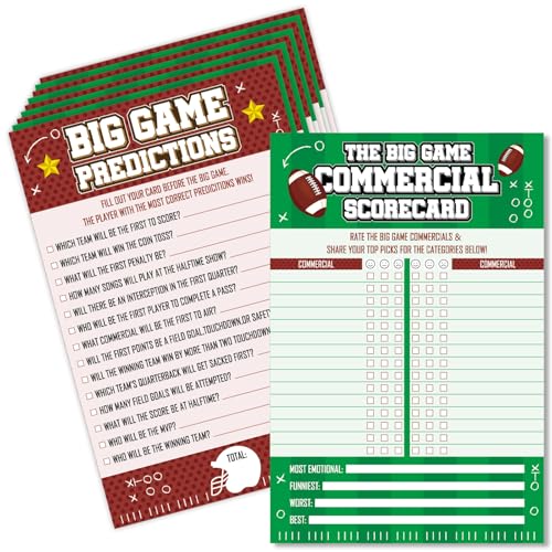 20 PCS Football Game Cards for Football Theme Party Decorations Activity Duo Games Rugby Cards Set Cards Big Game Prediction Card The Big Games Commercial Scorecard Two-Player Sports Party Supplies