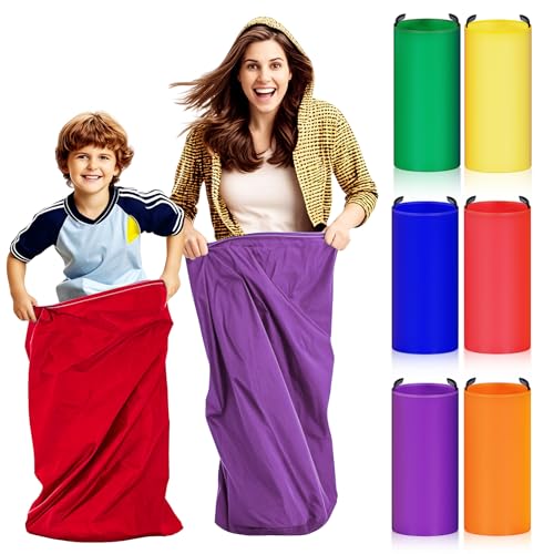 Redllo 6 Pack Potato Sack Race Bags for Kids Adults Family Outdoor Field Day Birthday Party Yard Backyard Camping Picnic Easter Fall Themed Thanksgiving Halloween Christmas 4th of July Party Games - color: 6PCS