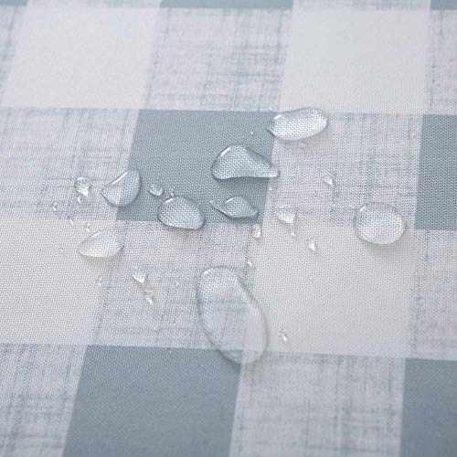 Melaluxe Spring/Summer Wrinkle-Free Waterproof Outdoor Tablecloth with Umbrella Hole and Zipper, Grey Checkered, 60" Round-Zippered - color: Grey Checkered, size: 60" (Round)