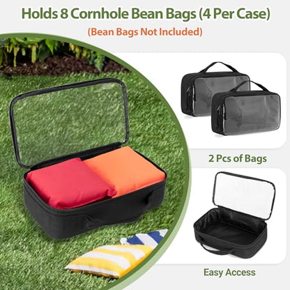 Goburos Cornhole Bag Carry Case Holds 8 Bean Bags, Portable Carrier with Handle for Men and Women, Black