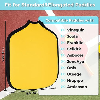 Pickleball Paddle Cover, Universal Case Size - 8.6 x 12.2 inches Racket Sleeve, Compatible with Most USAPA Standard and Elongated Pickball Paddles - style: 1 Pack Yellow