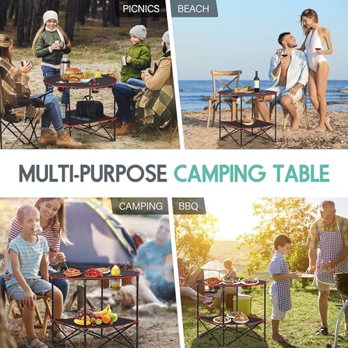 ZENY Portable Folding Picnic Table Outdoor Camping Table with 4 Cup Holders and Carrying Bag Collapsible Portable Tables Folding for BBQ Outdoor Fishing