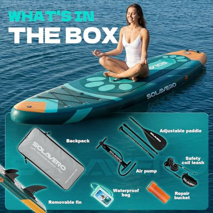 SOLAVERO 10'6" Inflatable Paddle Board for Adults, Stand Up Paddle Board with Premium SUP Accessories,Anti-Slip EVA Deck for Youth & Adults of All Skill Levels - color: Pet Paradise