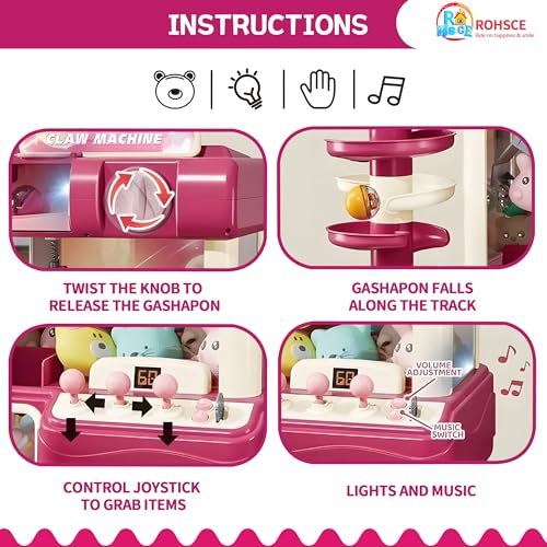 Claw Machine for Kids, Mini Vending Machine Toys for Girls, Arcade Game Toy for Ages 8-13, Electronic Claw Game Machine for Party with Lights Sound, Birthday Gifts for Ages 4+ - style: 2-in-1 Large Candy Dream