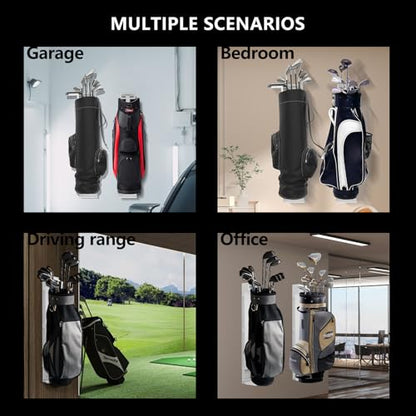 Wall Mount Golf Bag Storage Rack - Wall Mount Rack for Garage, Club Dock for Golfing Bag | Space Saving | Easy Install & Use - color: White