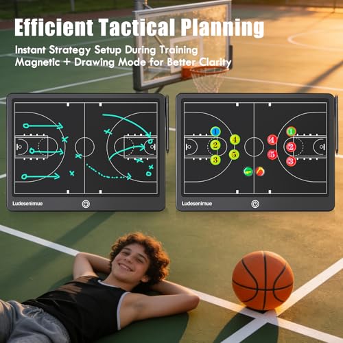 Electronic Basketball Coaching Board with Magnetic Screen - 16 inch LCD BasketballTactics Board with Stylus Pen, Basketball Coach Essentials