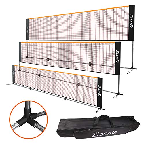 Portable Tennis Net,Stainless Steel Poles Badminton Net Set Adjustable Height Nylon Net Foldable/extendable Poles for Tennis, Pickleball,Soccer, Indoor, Outdoor Court, Backyard, Beach, Driveway - size: 20 FT