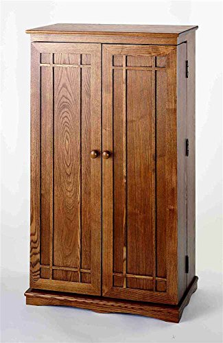 Leslie Dame Solid Oak Multimedia Storage Cabinet with Classic Mission Style Doors, Honey Oak - color: Oak