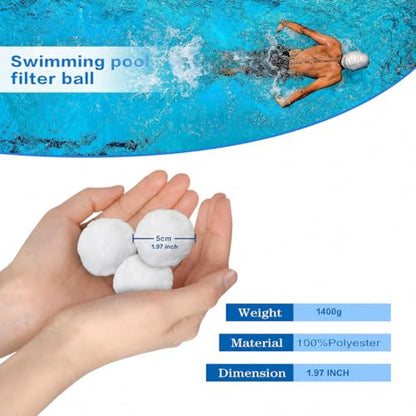 Shelprojsu 3.1 lbs Pool Filter Balls for Sand Filters Pump,Reusable Swimming Pool Filter Balls,Pool Filter Media Balls,Sand Filter Balls for Above & Ground Pool,Efficient Replace 100 lbs Filter Sand | Eco-Friendly Polysphere Cotton Pool Filter Balls - col