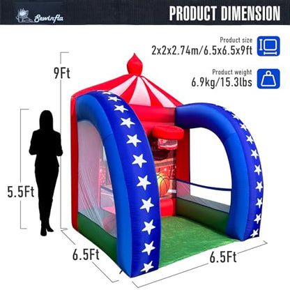 Inflatable Carnival Games — 6.5×6.5×9FT, Built-in Blower, Quick-Inflate — Basketball Hoop (Quick-Inflate Indoor & Outdoor Basketball Game for Backyard Parties, Team Challenges & Event Fun) - style: Basketball Hoop
