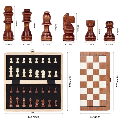 Wooden Chess Set,11.5 inch Magnetic Chess Board Folding Design with Storage Travel Chess Game for Kids, Adults and Family Game Night