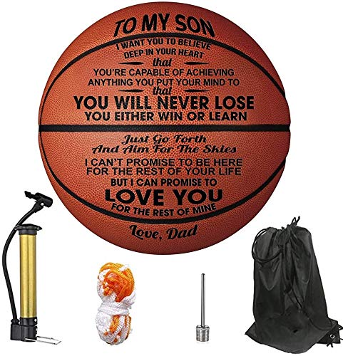 KAAYEE Engraved Basketball for Grandson, Engraved Basketball for Son from Mom Dad, Personalized 29.5" Basketballs Gifts, Custom Christmas Birthday Graduation Back to School Gift for Son from Mom Dad - color: Dad to Son