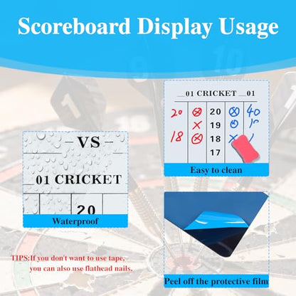 Soft & Rollable Dart Scoreboard with Dry Erase Markers and Eraser - Easy to Install and Clean - Waterproof Surface for Cricket and '01 Games - size: Small