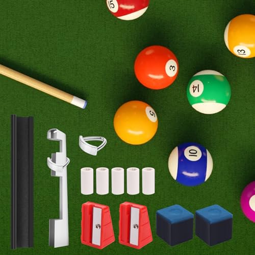 Vefungyan Billiard Pool Cue Repair Kit: 2 Pool Cue Tip Clamp 20 Billiard Cue Tips 4 Shaper 5 Chalk Cubes 5 Pool Cue Repairers 2 Planers - color: Multicolor 1