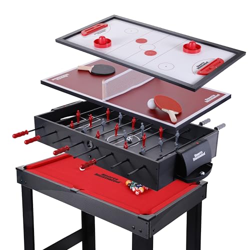 Sports Illustrated - 35" 4-in-1 Multi-Game Table – Foosball, Air Hockey, Table Tennis & Billiards Combo Set with Accessories for Kids, Teens & Family Game Nights