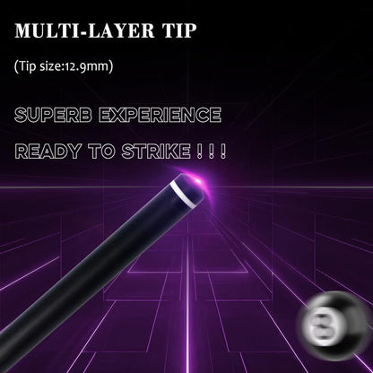 100% Carbon Fiber Shaft Billiard Cue 58" 19-21oz 1/2 Joint Carbon Fiber Pool Cue Stick 12.9mm Cue Tip - color: Purple