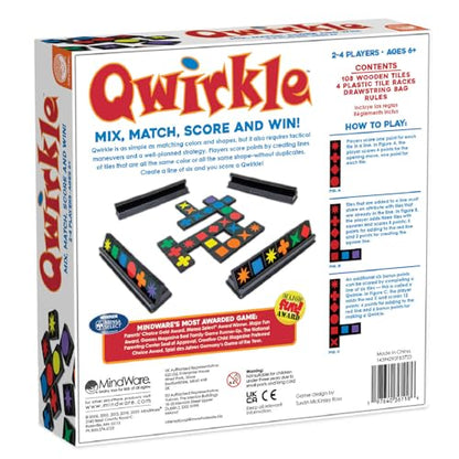 MindWare Qwirkle with Trays Board Game for Kids Ages 6+ Strategy Tile Game for Family Game Night 2-4 Players with 108 Wooden Tiles and 4 Trays - style: Qwirkle with Trays