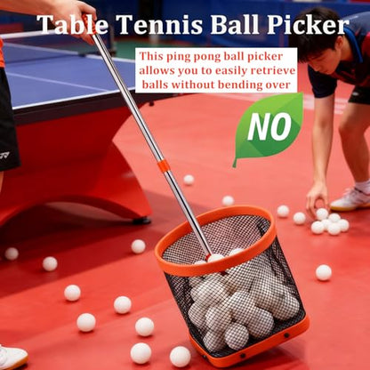 WIGERLON Ping Pong Ball Picker Holds 150 pcs Balls, Table Tennis Ball Picker for Training, Ping Pong Ball Picker Upper for Coach and Player