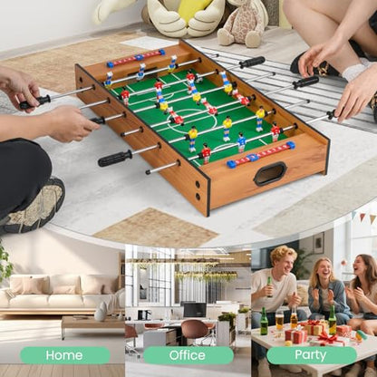 KOTEK 2-in-1 Multi Game Table, 27" Table Top Game Set with Foosball & Table Hockey, Wooden Combo Game Table for Home, Game Room, Family Game Night, Arcades, Bars, Parties