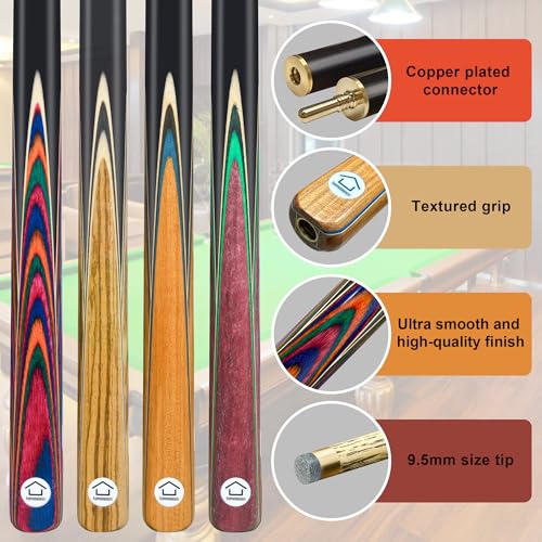 HomeSeason 57inch Snooker Cue Stick 18oz 3/4 Jointed Pool Cue, with Extension, Cue Case, Durable Ash Wood and Red Maple Construction Billiards Cue - color: HSS08