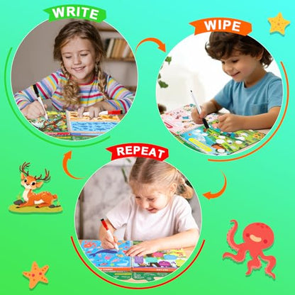 Search and Find Activity Books for Kids Ages 3-5, Toddler Toys Travel Games, Kids Busy Book for Car Airplane Road Trip Essentials, Perfect Easter Christmas Birthday Gift, Preschool Learning Activities - color: Green