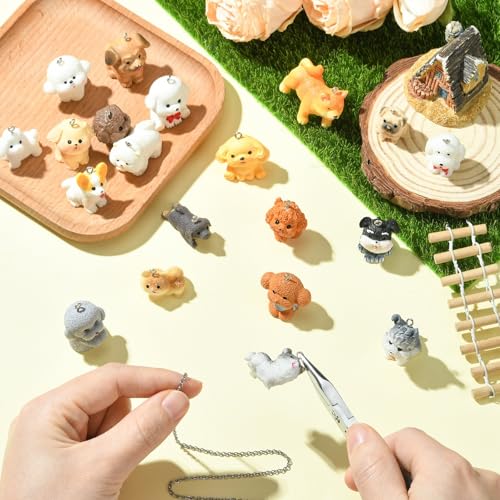 Stiesy 20 Pcs Dog Charms Resin 3D Animal Charm Cute Pet Doggy Dangle Charms for Jewelry Making Bracelet Crafting - color: Dog-20pcs--20 style