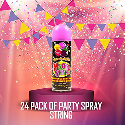 Toysery Party Streamer - Ultimate Spray String for Kids. Elevate Your Celebrations With Crazy Fun! Comes With 24 Party Spray in Can (3oz)