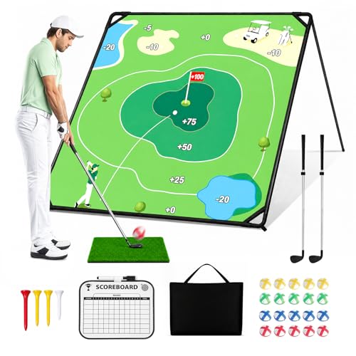 Golf Chipping Game Set, 71" x 71" Battle Golf Chipping Game Mat with Sticky Balls, Backyard Indoor Outdoor Golf Practice Game for Adults, Golf Training Aid Gift