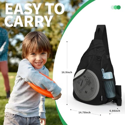 MOYAQI Disc Golf Bag with Retriever Holder and Storage Pockets, Disc Golf Backpack with 8-10 Disc Capacity, Padded Adjustable Strap and Back Panel, Lightweight and Durable - color: Dark black