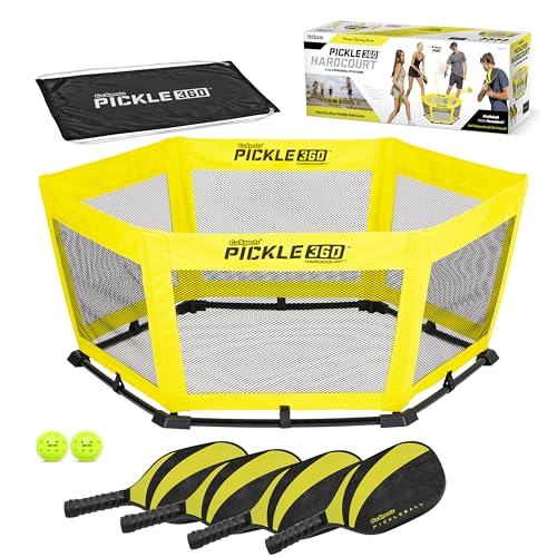 GoSports Pickle 360 Game Set – Pickleball Without a Court – Outdoor Lawn, Beach, and Backyard Paddle Ball Game - style: Hardcourt