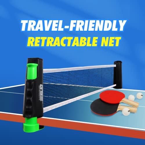 GSE Games & Sports Expert Adjustable Retractable Ping Pong Net Set & Post. Professional Table Tennis Rackets and Balls, Net with Posts and Storage Bag - Pingpong Paddle and Game Table Accessories. | Adjustable - color: Black Net