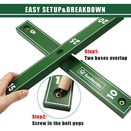 SunNordic Outdoor Ring Toss Game Set, Wooden Lawn Games with Carry Bag | Fun Beach Game for Kids, Adults ＆ Family, Backyard Party Activities, Yard Games - color: Pine Green