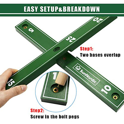 SunNordic Outdoor Ring Toss Game Set, Wooden Lawn Games with Carry Bag | Fun Beach Game for Kids, Adults ＆ Family, Backyard Party Activities, Yard Games - color: Pine Green