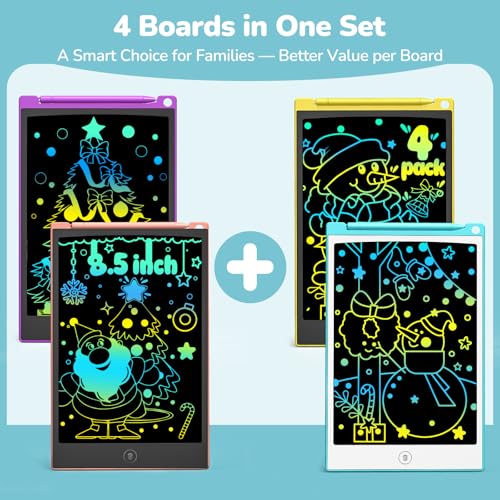 TECJOE 4 Pack LCD Writing Tablet, 8.5 Inch Colorful Drawing Board, Kids Travel Games Activity Learning Toys, Birthday Gifts for 3-8 Year Old Boys Girls Toddlers Preschooler - color: Blue & Pink & Yellow & Purple
