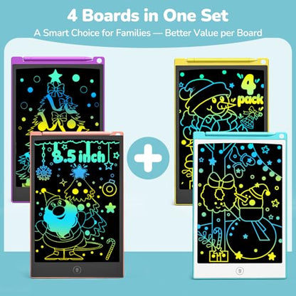 TECJOE 4 Pack LCD Writing Tablet, 8.5 Inch Colorful Drawing Board, Kids Travel Games Activity Learning Toys, Birthday Gifts for 3-8 Year Old Boys Girls Toddlers Preschooler - color: Blue & Pink & Yellow & Purple