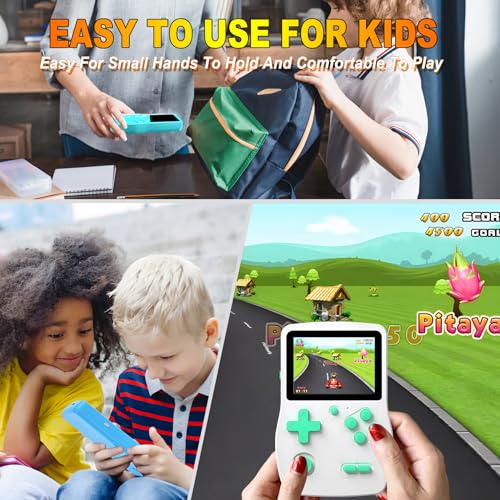 32 Bit Handheld Games for Kids Preloaded 139 Video Games, Portable Video Gaming Player with 3.0" IPS Screen and Rechargeable Battery, Mini Travel Games Electronic Gifts Toys for Boys Girls, White - color: White