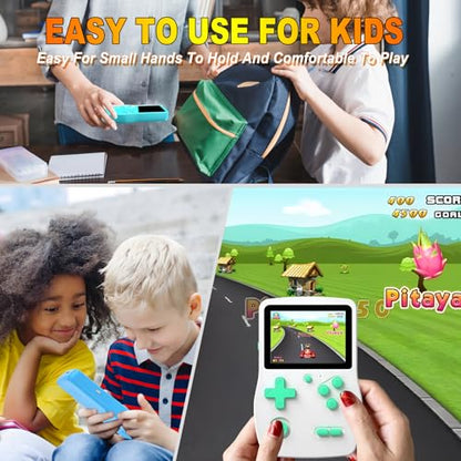 32 Bit Handheld Games for Kids Preloaded 139 Video Games, Portable Video Gaming Player with 3.0" IPS Screen and Rechargeable Battery, Mini Travel Games Electronic Gifts Toys for Boys Girls, White - color: White