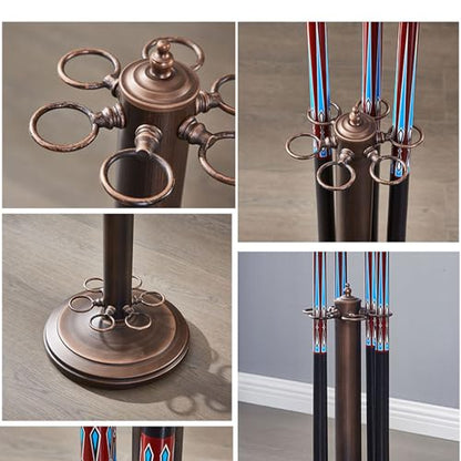 Billiard Cue Rack Pool Stick Holder Billiard Cue Rack Holds Sticks Floor Stand Rack, Premium Holder, (Cues, Balls and Ball not Included) Accessories for Games Bar Club -Silver||6 Holes - color: Silver