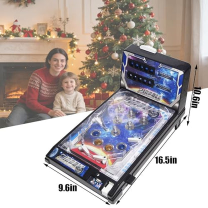 Tabletop Pinball Machine Game Portable Pinball Machine Toy Electronic Pinballs Ball Shooting Game with LED Lights Sounds and Digital Scorer