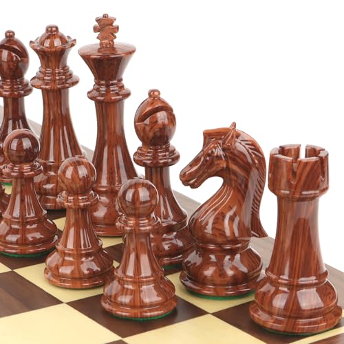 Large High Polymer Weighted Chess Pieces with 3.8'' King - 2 Extra Queens, Tournament Chess Set - Chess Pieces Only, Travel Chess Sets with Storage Bag for Family Board Game Gift